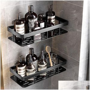 Étagères de salle de bain étagères de rangement espace aluminium sans perceuse montage mural étagère d'angle toilette maquillage organisateur pour shampooing 230418 Drop De Dhs39