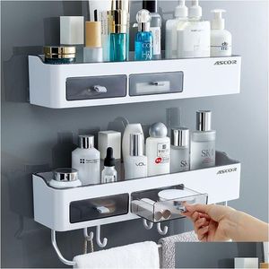 Étagères De Salle De Bain Étagères Sans Trous Évier De Toilette 0,8 Kg Solide Salle De Bain Douche Armoire De Rangement Murale Serviette Étagère Murale D Dhmyx