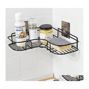 Estantes de baño Estante Organizador de cocina Shees Marco de esquina Ducha de hierro Caddy Estante de almacenamiento Titular de champú para accesorios Drop Deliv Dhphy