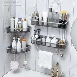 Badkamerschappen Douche Opslagrek Houder Wandmontage Organizer Keuken voor Washroom Toilet 211112