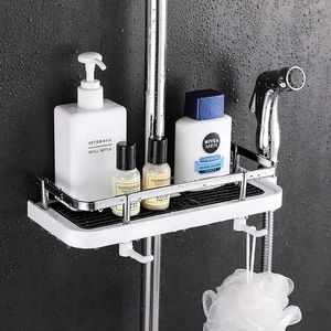 Étagères de salle de bain douche étagère de rangement organisateur pôle shampooing plateau support à un niveau sans perçage tige de levage support de tête 230419