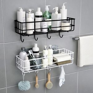 Étagères de salle de bain, étagère murale de douche, sans poinçon, noir et blanc, panier de rangement à succion, accessoires de cuisine, MJ 221121