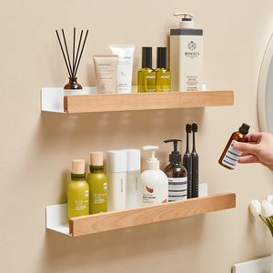 Badkamer planken massieve houten witte badkamer plank hoek plank douchemeerpot shampoo cosmetische planken keuken opbergrek badkamer accessoires 230530