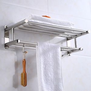 Estantes de baño Toallero de baño de acero inoxidable Toallero montado en la pared Organizador de ducha de baño Estante de almacenamiento de cocina con 4 ganchos 230421