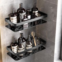 Étagères de salle de bain étagère de rangement espace aluminium Nodrill montage mural étagère d'angle toilette maquillage organisateur pour shampooing 230607