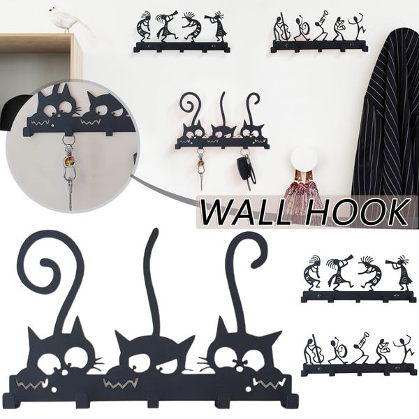 Estantes de baño Symphony Orchestra Key Holder Vintage Black Metal Wall Hook Decor Hanger para puerta delantera Cocina y hogar Porta Chaves 230725