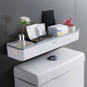 Étagères de salle de bain Armoire de rangement pour toilettes Rack Tenture murale Sans trou Artefact multifonctionnel Au-dessus d'une étagère blanche Organisateur 230627