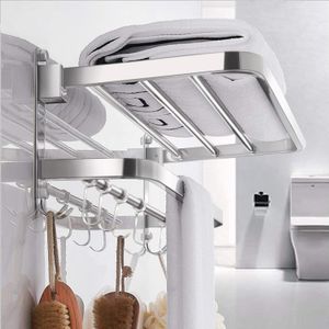 Étagères de salle de bain porte-serviettes cintre 304 en acier inoxydable pliant mobile étagère de bain support poli accessoires de rangement 230327