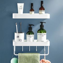 Étagères de salle de bain Tuqiu étagère de salle de bain étagère de douche de bain en aluminium blanc porte-shampooing de salle de bain étagère d'angle support de rangement de cuisine mural 230421