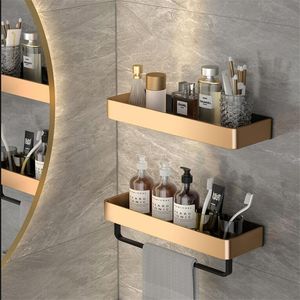 Badkamer planken tuqiu badkamer plank muur gemonteerd badkamer opslag organisator houder hoek plank goud zwart aluminium bad douchedouche plank 230422