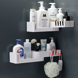 Badkamer planken muur gemonteerd badkamer organisator planken zonder boormuur hoek 4 haken keuken wasruimte shampoo douche opbergplank rek 230421