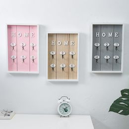 Estantes de baño Soporte para llaves montado en la pared Colgador organizador de madera con 6 ganchos Decorativo minimalista 230710