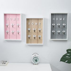 Badkamer Planken Wandmontage Sleutelhouder Houten Organizer Hanger Met 6 Haak Decoratieve Minimalistische 230710