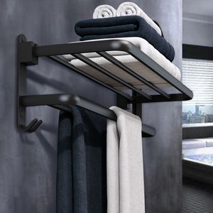 Badkamer planken wand gemonteerd handdoekrek opbergbanen accessoires aluminium opvouwbare douchekleding met haken 230330
