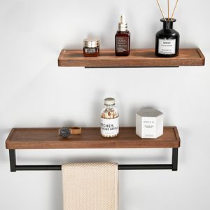 Estantes de baño Estante de esquina de madera de nogal Toallero de baño Organización y almacenamiento del hogar Estantes rectangulares Almacenamiento de accesorios de baño 230421