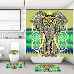 Salle de bain rideau de douche éléphant créatif numérique imprimé étanche salle de bain rideaux écran décor à la maison avec crochets 1 pièce/ensemble