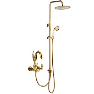 Salle de salle de bain Faucet Set Gold Swan Salle de bain Précipitant Boucheur de douche Tap Gold Gold Brass Bath and Shower Robinet Sett