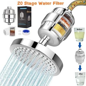 Bathroom Shower Heads 20 Stage Hard Water Purification Filter Showerhead Activated Carbon Purifier Chlorine Removal Reduce Dry Itchy Skin 231113