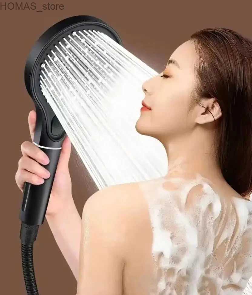 Bathroom Shower Heads 3 Modes Large Flow Shower Head With Calcario Filter SPA High Pressure Save Water Rainfall Hose Set Bathroom Faucet Accessories Y240319