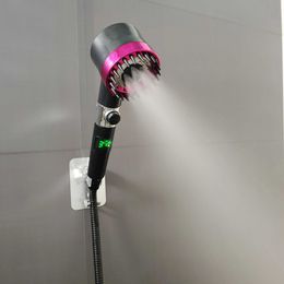 Badkamer douchekoppen 3 modi temperatuurweergave grote douchekop hogedruk draagbaar filter regenval kraan kraan kraan badkamer innovatieve accessoires
