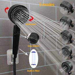 Cabeças de chuveiro de banheiro 5 modos ajustáveis chuveiro de banheiro pulverizador de economia de água de alta pressão 360 rotação portátil eco chuveiro acessórios de banheiro x0830