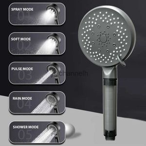 Pommeaux de douche de salle de bain, 5 Modes, grand panneau, économie d'eau, Massage haute pression réglable avec filtre pour YQ240228