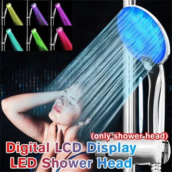 Pommeaux de douche de salle de bain 7 couleurs LED pomme de douche à changement romantique lumière eau maison salle de bain pomme de pulvérisation robinet lueur accessoires de salle de bain pomme de douche 230831