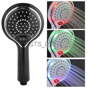 Pommeaux de douche de salle de bains Pommeau de douche automatique à lumière LED 3 couleurs LED Pulvérisateur de salle de bain portable Affichage numérique de la température Pommeau de douche à économie d'eau x0830