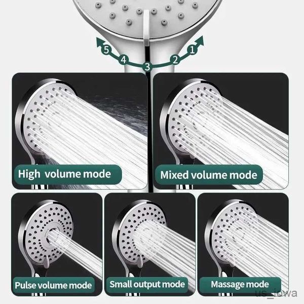 Cabezales de ducha de baño Batio de baño a mano accesorios de paquete de ducha a mano boquilla de ducha Salida de agua grande 5 modelos adaptación universal guardar agua