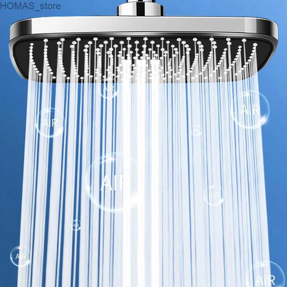 Cabeças de chuveiro de banheiro grande painel grande fluxo supercharge chuvas teto montado cabeça de chuveiro preto prata abs alta pressão acessórios de chuveiro de banheiro y240319