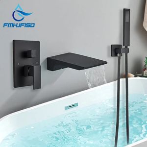 Cabezales de ducha de baño Grifo de bañera negro Grifo de montaje en pared de baño cromado Mezclador Cascada Grúa de bañera oculta 231030