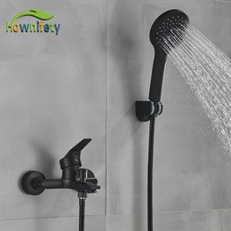 Pommeaux de douche de salle de bain noir ou chrome robinet de douche de salle de bain en plastique ABS mélangeur en laiton à main mitigeur de baignoire froide mural 230325