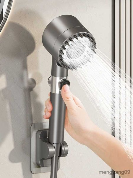 Cabezales de ducha de baño Cabezal de ducha negro Lluvia Modos de alta presión Soporte de filtro de refuerzo ajustable con manguera para juegos de accesorios de baño R230627