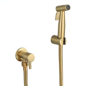 Badkamer douchekoppen geborsteld gouden douche kit handgehouden bidet spuitspuit roestvrijstalen toiletkraan Shattaf jet set hygienic douche 230406