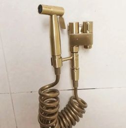 Badkamer douchekoppen geborsteld goud tweeweg handheld bidet spuiter voor toiletwater kan bidet kraan toilet bidet douchekop voor zelfreiniging 231213