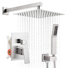 Pommeaux de douche de salle de bain ensemble de robinets en nickel brossé système de cascade de pluie mélangeur de baignoire à montage mural combiné pour 230620