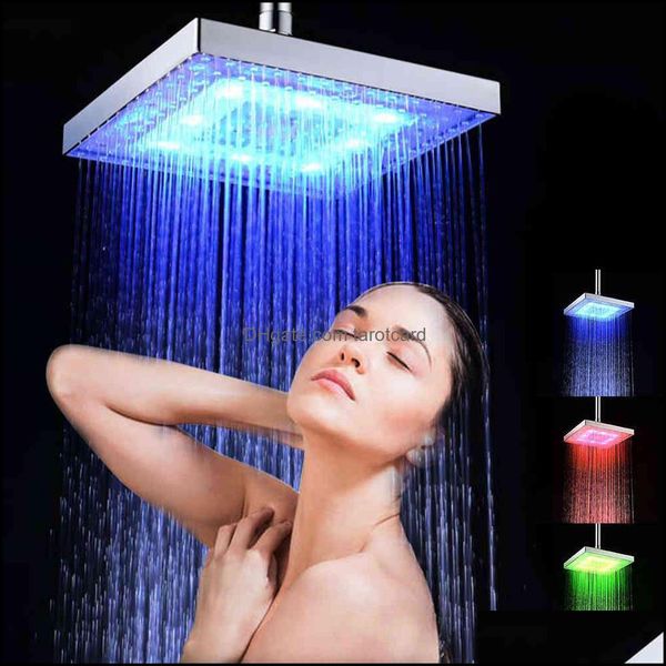 Cabezales de ducha de baño Grifos, accesorios de ducha Hogar Jardín Cabezal de control de temperatura LED Filtro de alta presión de mano para reparar la piel seca y