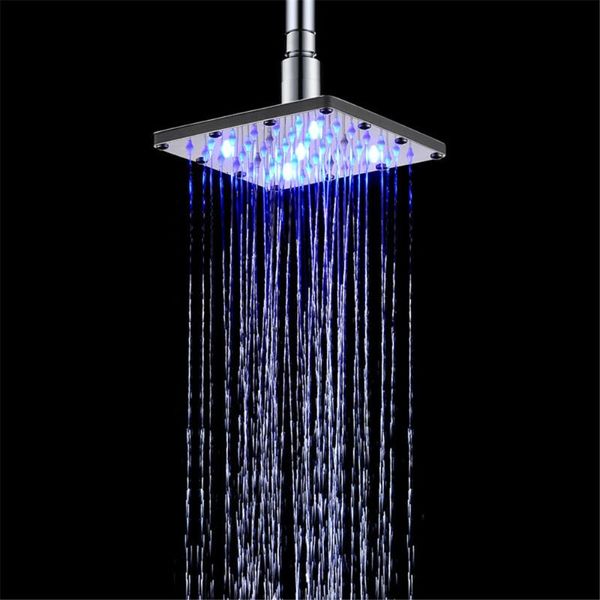 Cabezales de ducha de baño Cabeza ABS Cuadrado 6 pulgadas LED Colorido Auto-decoloración Top Spray L0409