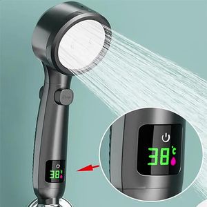 Cabezales de ducha de baño Cabezal de mano de alta presión Cabezal de ducha con ahorro de agua Pulverizador ajustable presurizado Pantalla digital de temperatura LED 231030