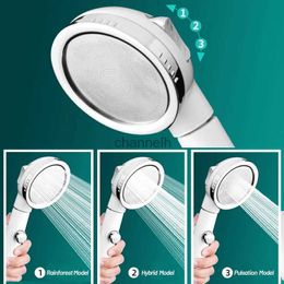 Pommeaux de douche de salle de bain Pommeau haute pression Buse à main réglable à 3 modes avec bouton d'arrêt Ruban d'étanchéité pour tuyau Accessoires d'économie d'eau YQ240228