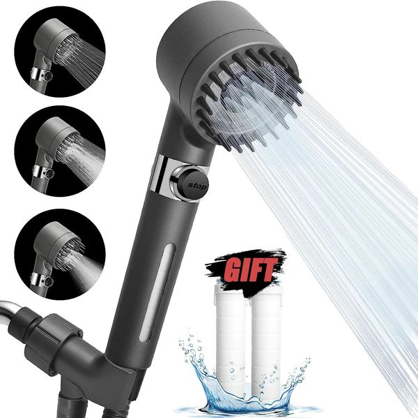 Cabezales de ducha de baño Cabezal de alta presión 3 modos Spray ajustable con filtro de cepillo de masaje Accesorios para grifos de lluvia 231122