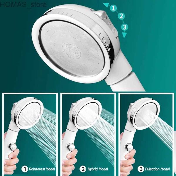 Pommeaux de douche de salle de bain Pommeau de douche haute pression Buse à main réglable à 3 modes avec bouton d'arrêt Ruban d'étanchéité pour tuyau Accessoires de salle de bain à économie d'eau Y240319