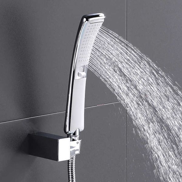 Cabezales de ducha de baño Baño de alta calidad ABS cuadrado en baño cromado Juego de ducha de mano de alta presión con manguera de ducha Accesorios de baño J230303