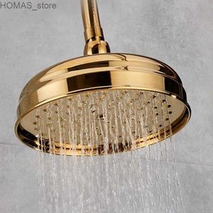 Badkamer Douchekoppen Luxe Goud Kleur Messing Ronde 8 Inch Hogedruk Regendouche 360 Rotatie Verstelbare Waterval Regendouche Y240319