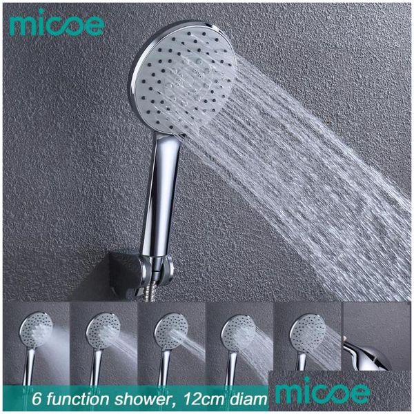 Cabezales de ducha de baño Micoe Head Lluvia de mano 6 Funciones Abs Accesorios Grifo de ahorro de agua presurizado Hs005 Drop Delivery Home Ga Dhlyf