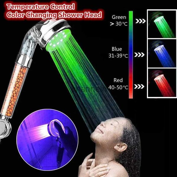 Cabezales de ducha de baño Nuevo control de temperatura 3/7 Cambio de color LED Anion SPA Cabezal Ahorro de agua Accesorios innovadores para el hogar YQ240228