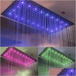 Badkamer Douchekoppen Geen Batterij 24X31 Inch Colorf Led Head Sprinkler Temperatuurregeling 3 Kleur Veranderende Bateroom Verlichting Dhg7Q