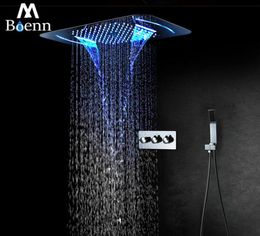 Pays de douche de salle de bain Système de douche pluviométrique en acier inoxydable 580x380 mm Panneau de brume LED Cold 4 Fonctions Méxaiteur Valve CEI6083122