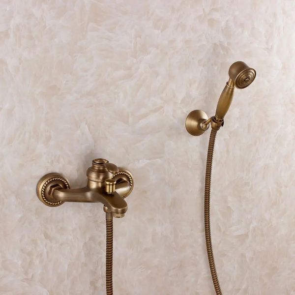 Pommeaux de douche de salle de bains, offre spéciale, robinets de baignoire en cuivre Antique et mélange froid, ensemble Simple Simple 231216