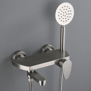 Pommeaux de douche de salle de bains Robinet de baignoire en acier inoxydable Mitigeur à bec pivotant avec poignée murale Plate-forme de bain Eau 230406